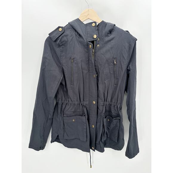 Eden Society Jacket Women SMALL Charcoal Black Full Zip Button Snap Long Sleeve - Picture 1 of 8